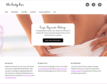 The Body Bar Spa main page screenshot